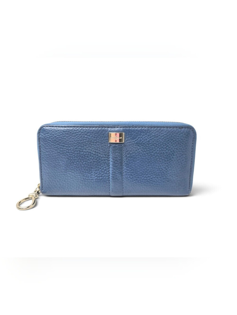 Cole Haan Zip Closure Wallet. Blue Pebble Leather.